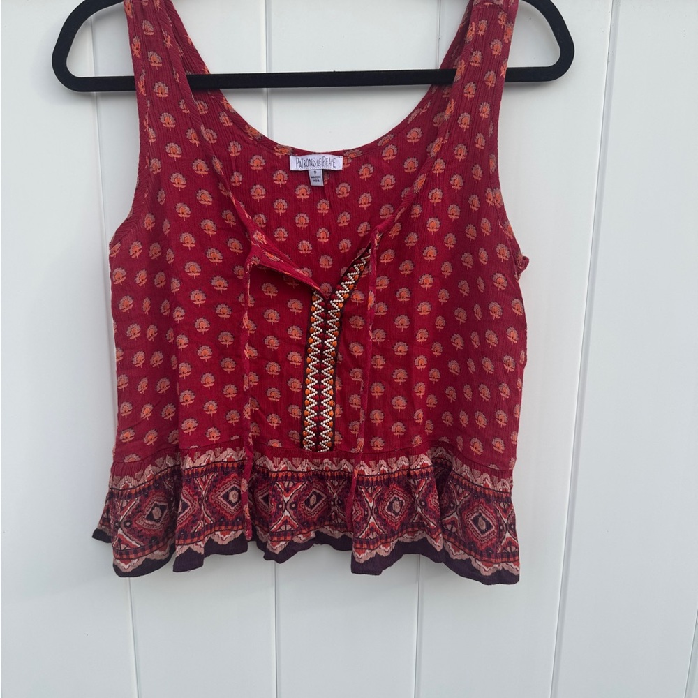 Women's Red Patterned Tank Top